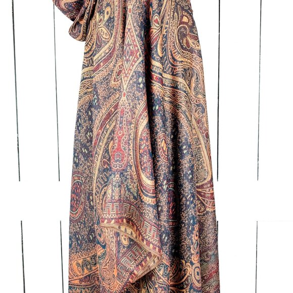 Hooded orange tribal pashmina kimono cover up - Picture 7 of 7